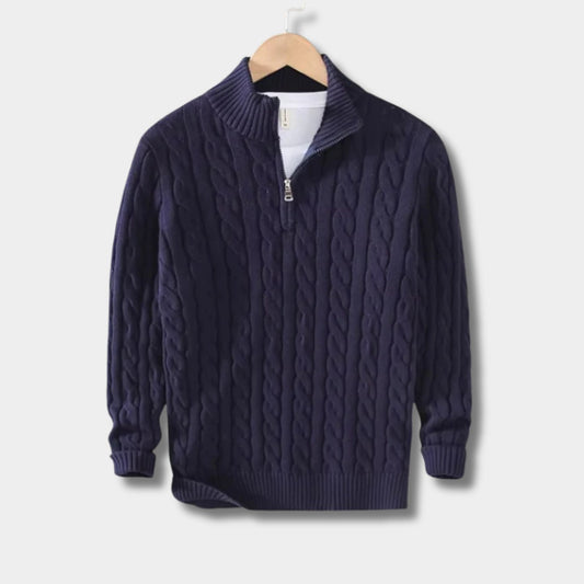 Cable Knit Quarter-Zip Sweater | Revangiol