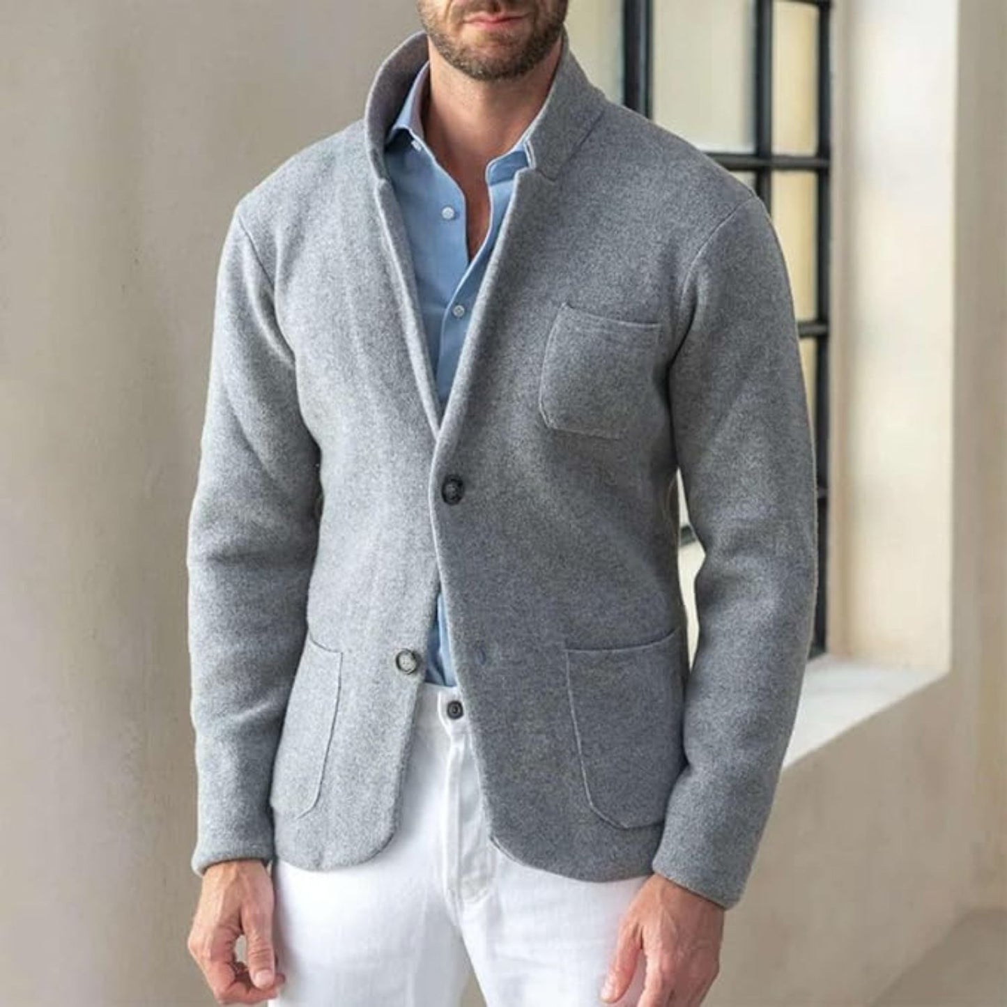 Tailored Collar Knit Cardigan | Revangiol