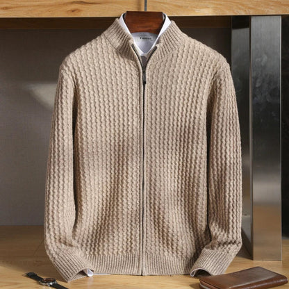 Textured Zip Knit Cardigan | Revangiol