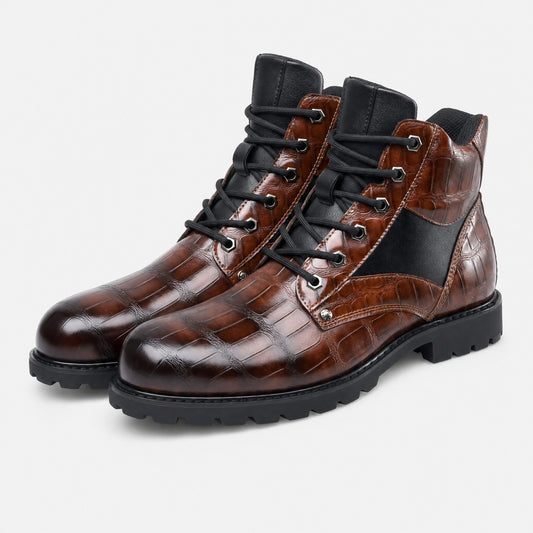 Embossed Combat Ankle Boots | Revangiol