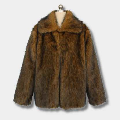 Wide-Lapel Faux Fur Jacket | Revangiol