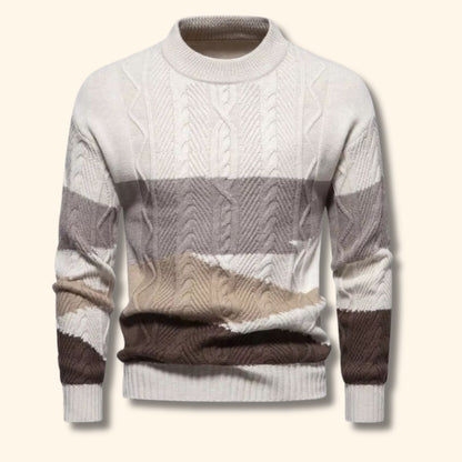 Color Block Cable Knit Sweater | Revangiol