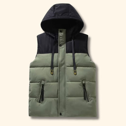 Color Block Hooded Puffer Vest | Revangiol