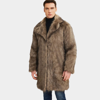 Luxurious Lapel Plush Fur Coat | Revangiol
