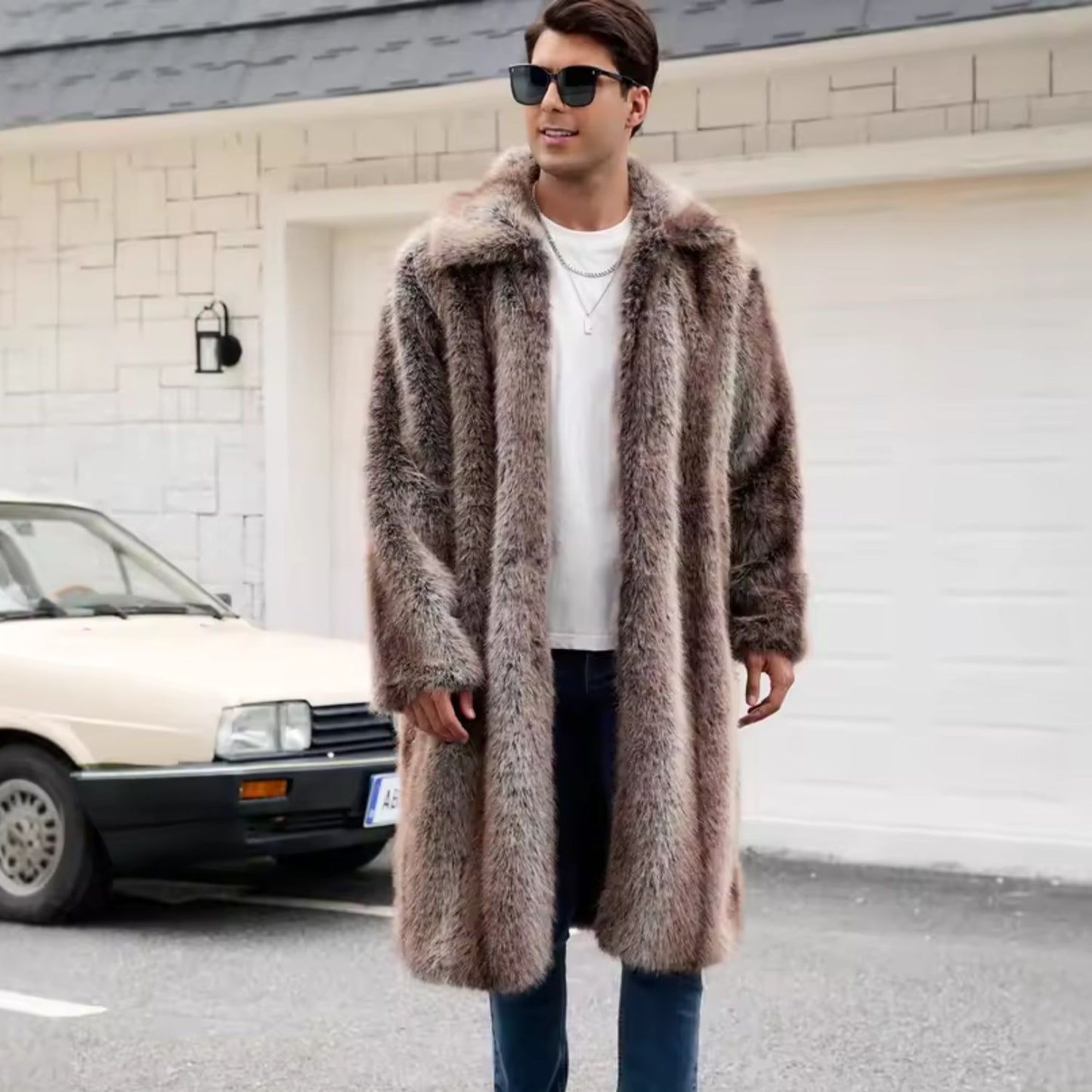 Voluminous Collar Plush Fur Coat | Revangiol