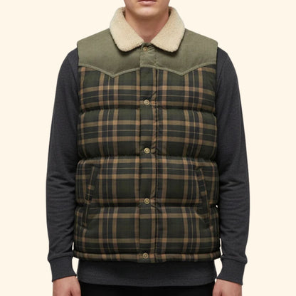 Checked Sherpa Puffer Vest | Revangiol