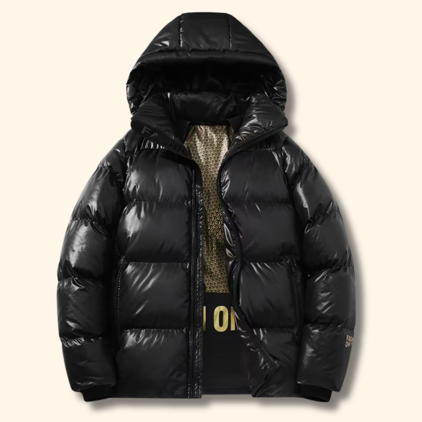 Glossy Hooded Puffer Jacket | Revangiol
