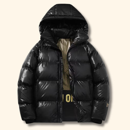 Glossy Hooded Puffer Jacket | Revangiol