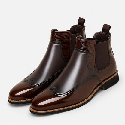Glossy Leather Chelsea Boots | Revangiol