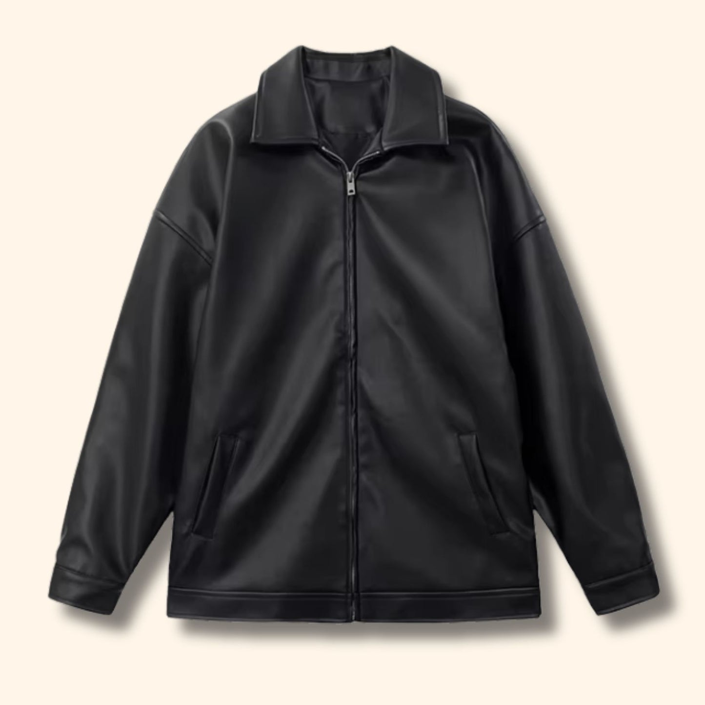 Oversized Retro Leather Jacket | Revangiol