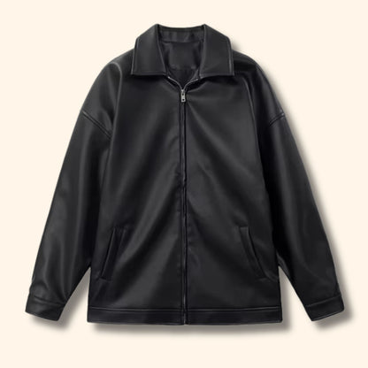 Oversized Retro Leather Jacket | Revangiol