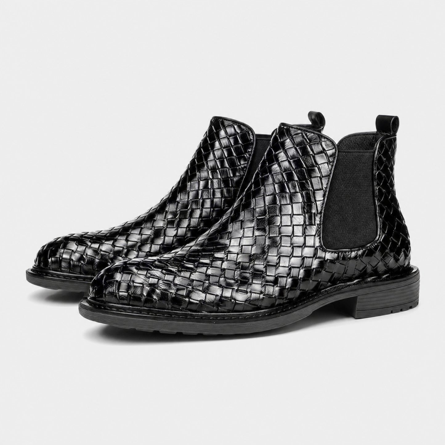 Woven Leather Chelsea Boots | Revangiol