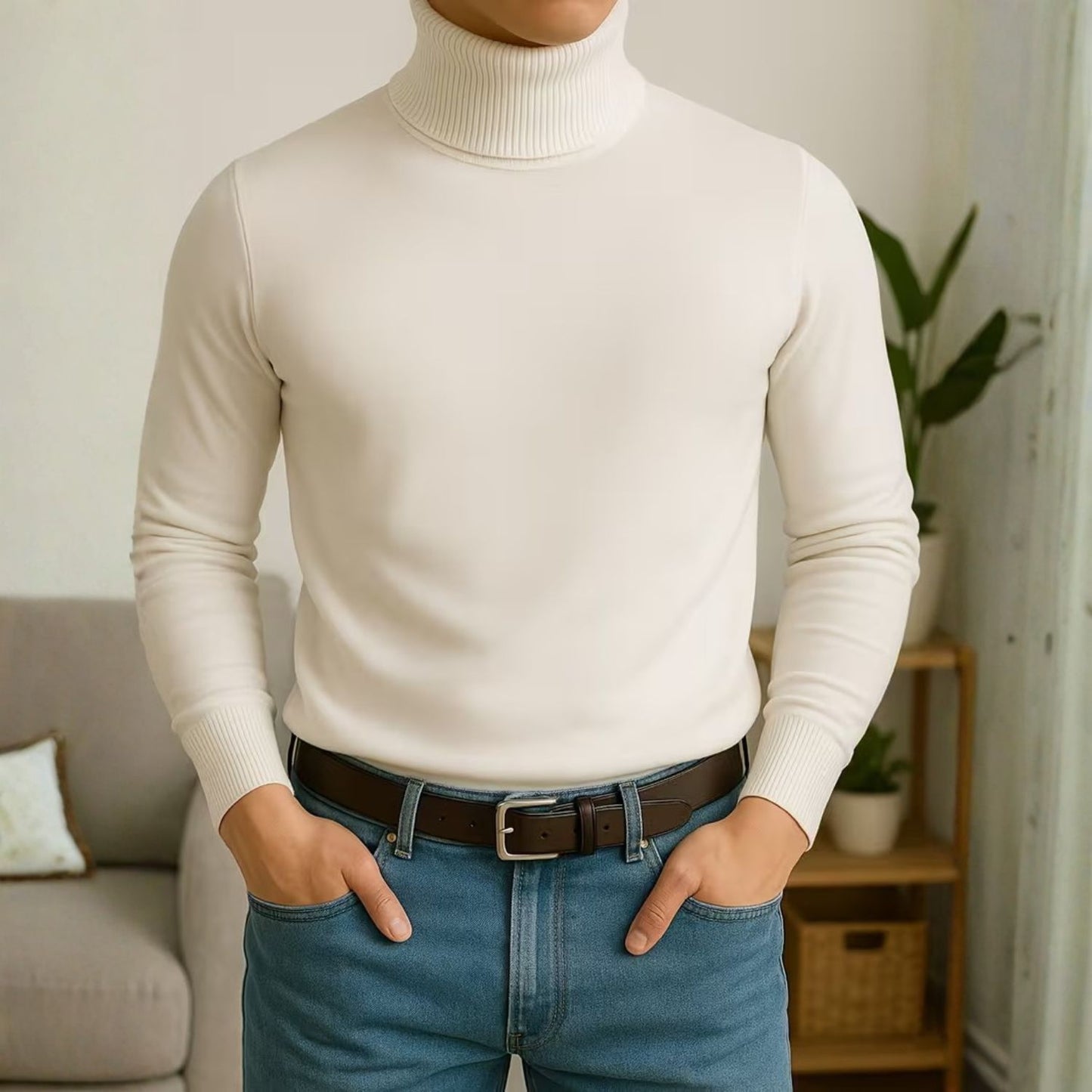 Solid High Neck Turtleneck | Revangiol