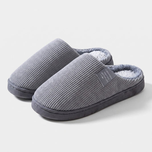 Ribbed Plush House Slippers | Revangiol