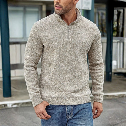 Casual Heathered Knit Quarter-Zip | Revangiol