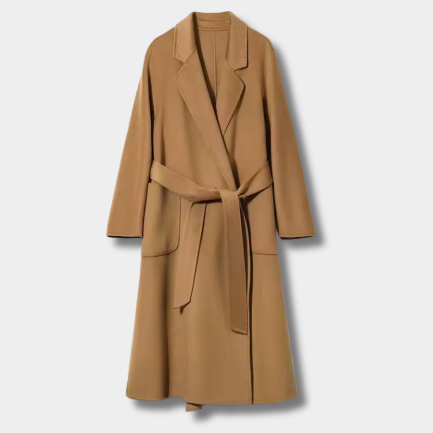 Belted Lapel Wool Over Coat | Revangiol