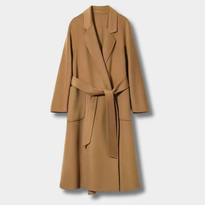 Belted Lapel Wool Over Coat | Revangiol