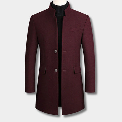 High Neck Wool Blend Over Coat | Revangiol