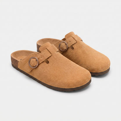 Suede Look Buckle Clogs | Revangiol