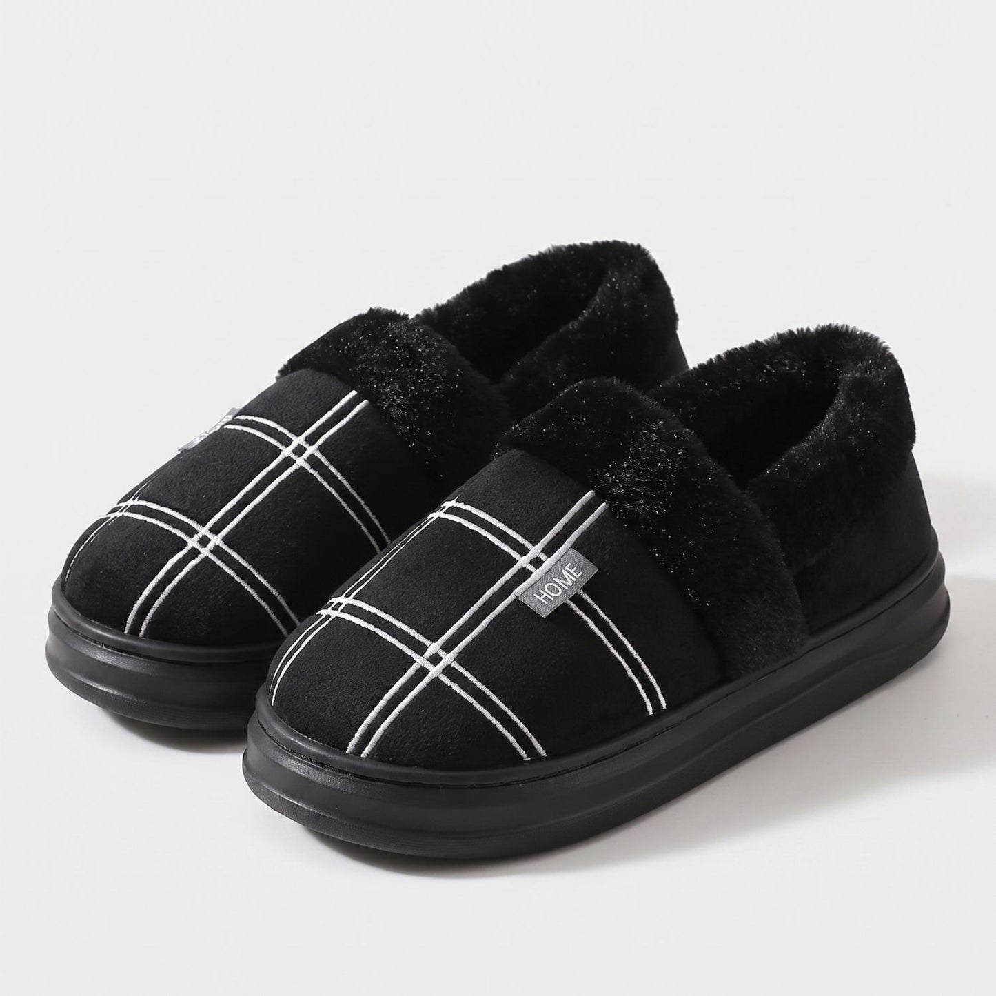 Plaid Fleece Slip-On Slippers | Revangiol