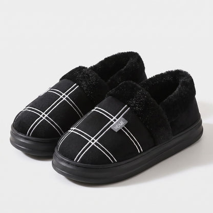 Plaid Fleece Slip-On Slippers | Revangiol