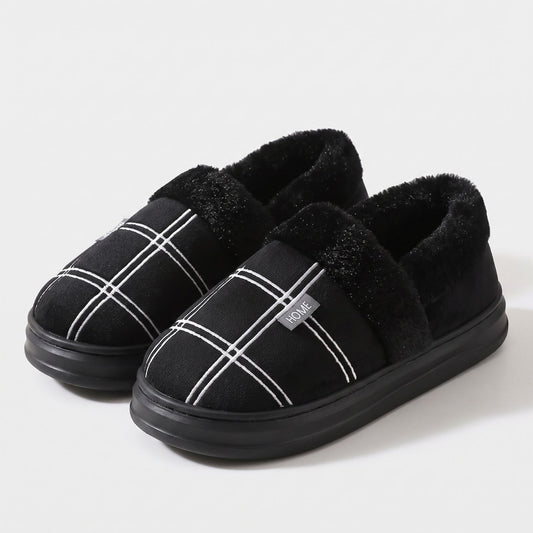 Plaid Fleece Slip-On Slippers | Revangiol