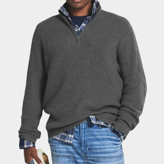 Quarter-Zip Ribbed Sweater | Revangiol