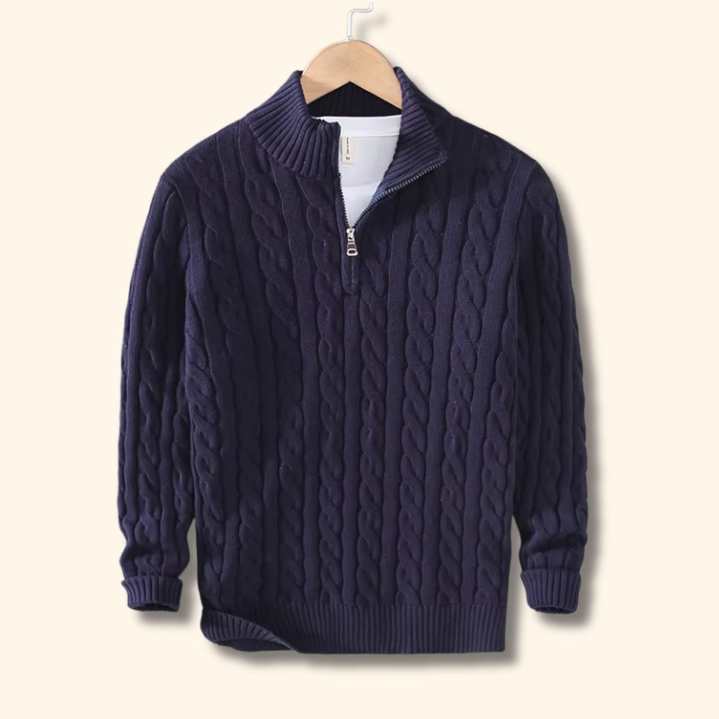 Cable Knit Quarter-Zip Sweater | Revangiol