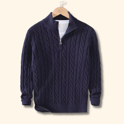 Cable Knit Quarter-Zip Sweater | Revangiol