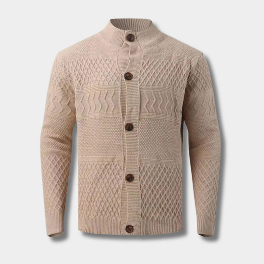 Textured Mock Neck Cardigan | Revangiol