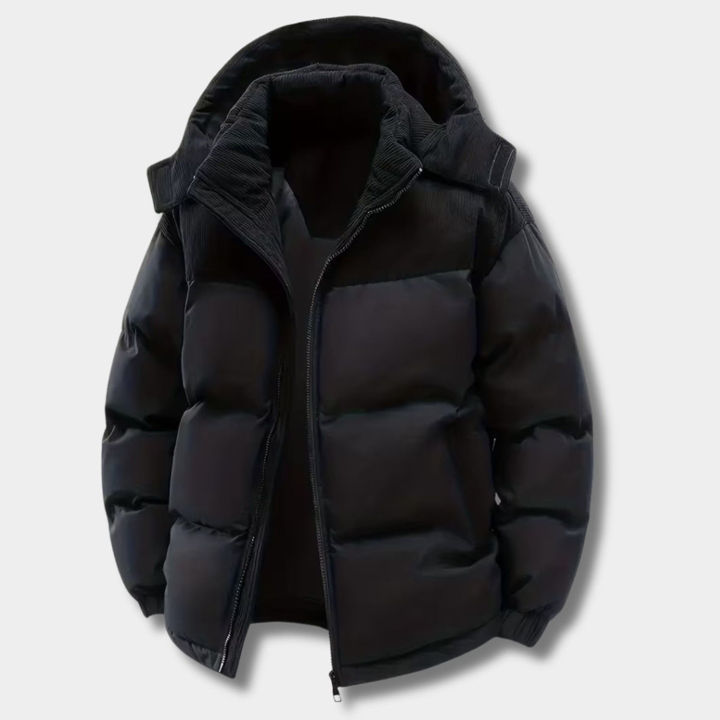 Corduroy Hooded Puffer Jacket | Revangiol