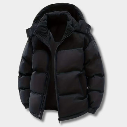 Corduroy Hooded Puffer Jacket | Revangiol