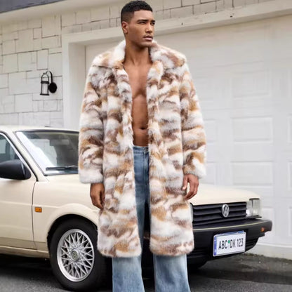 Oversized Patterned Collar Fur Coat | Revangiol