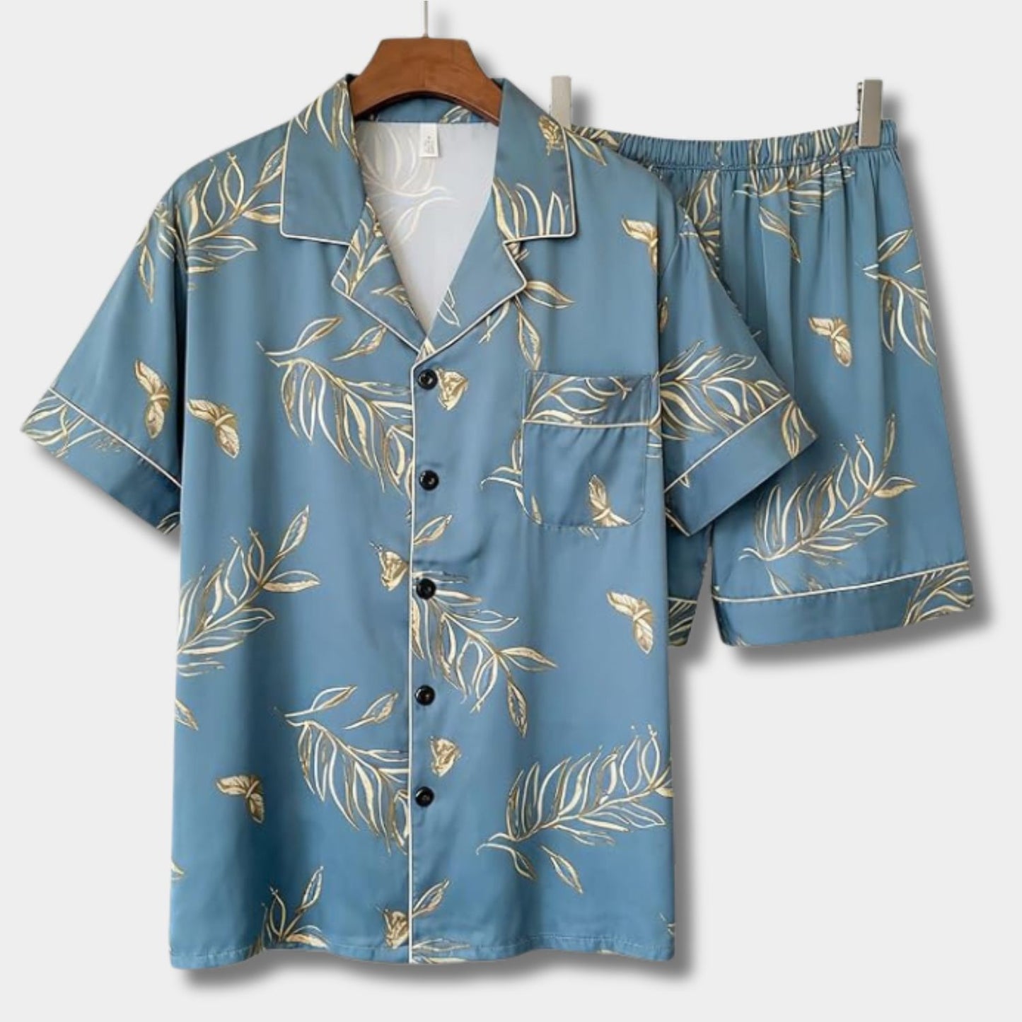 Floral Leaf Button Pajama Set | Revangiol