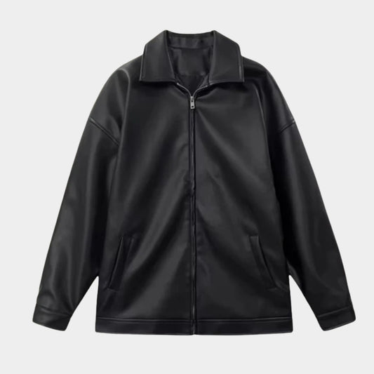 Oversized Retro Leather Jacket | Revangiol
