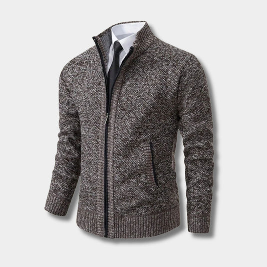 Zip-Up Mock Neck Cardigan | Revangiol