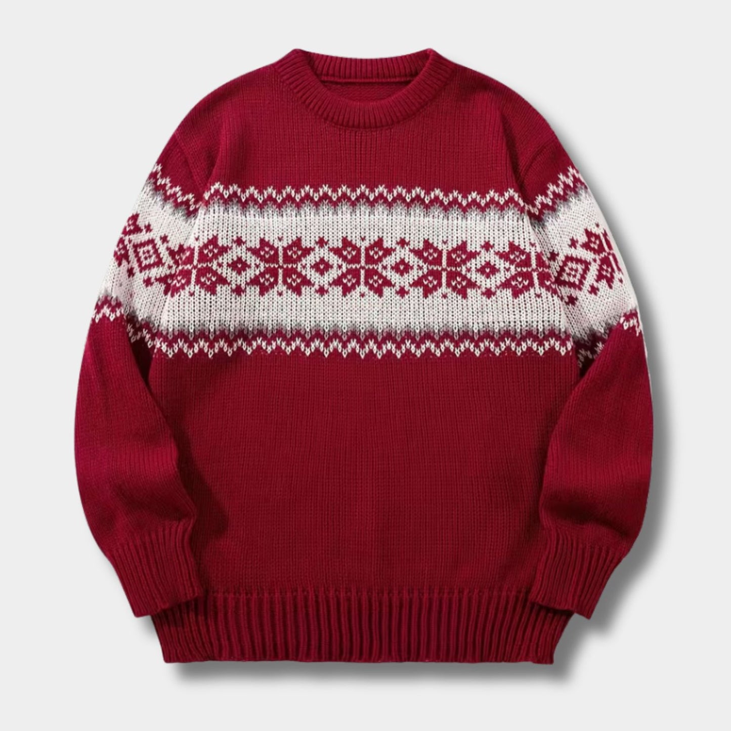 Jacquard Crew Neck Christmas Sweater | Revangiol