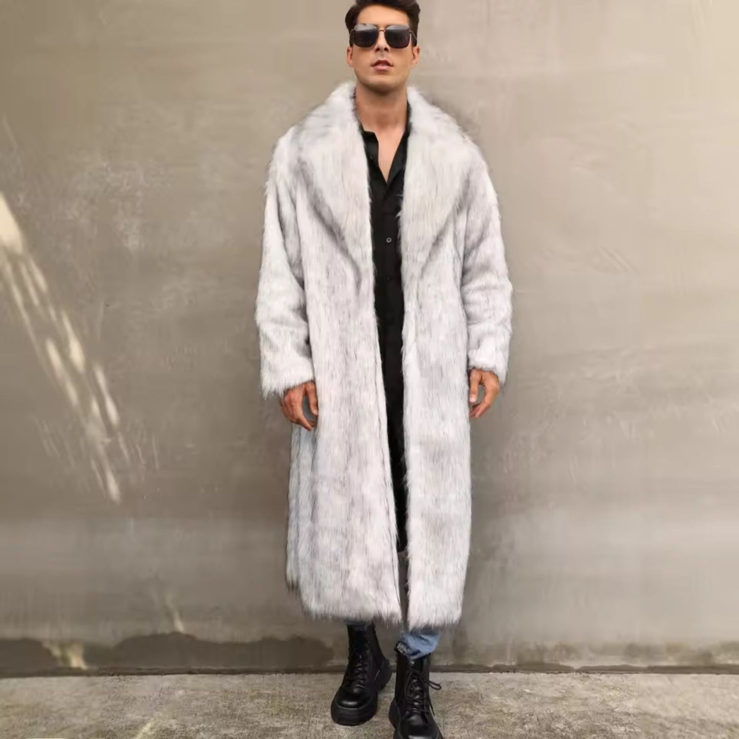 Wide Lapel Plush Fur Coat | Revangiol