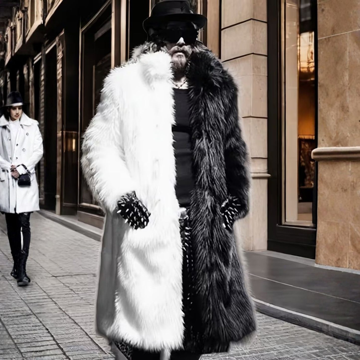 Contrast Panel Plush Fur Coat | Revangiol
