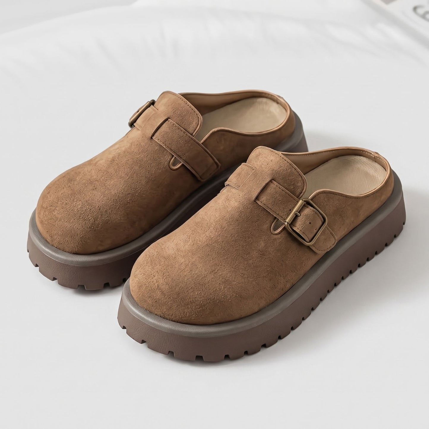 Adjustable Buckle Leather Clogs | Revangiol