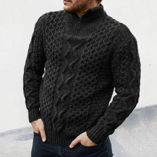 Quarter Zip Cable Knit Sweater | Revangiol