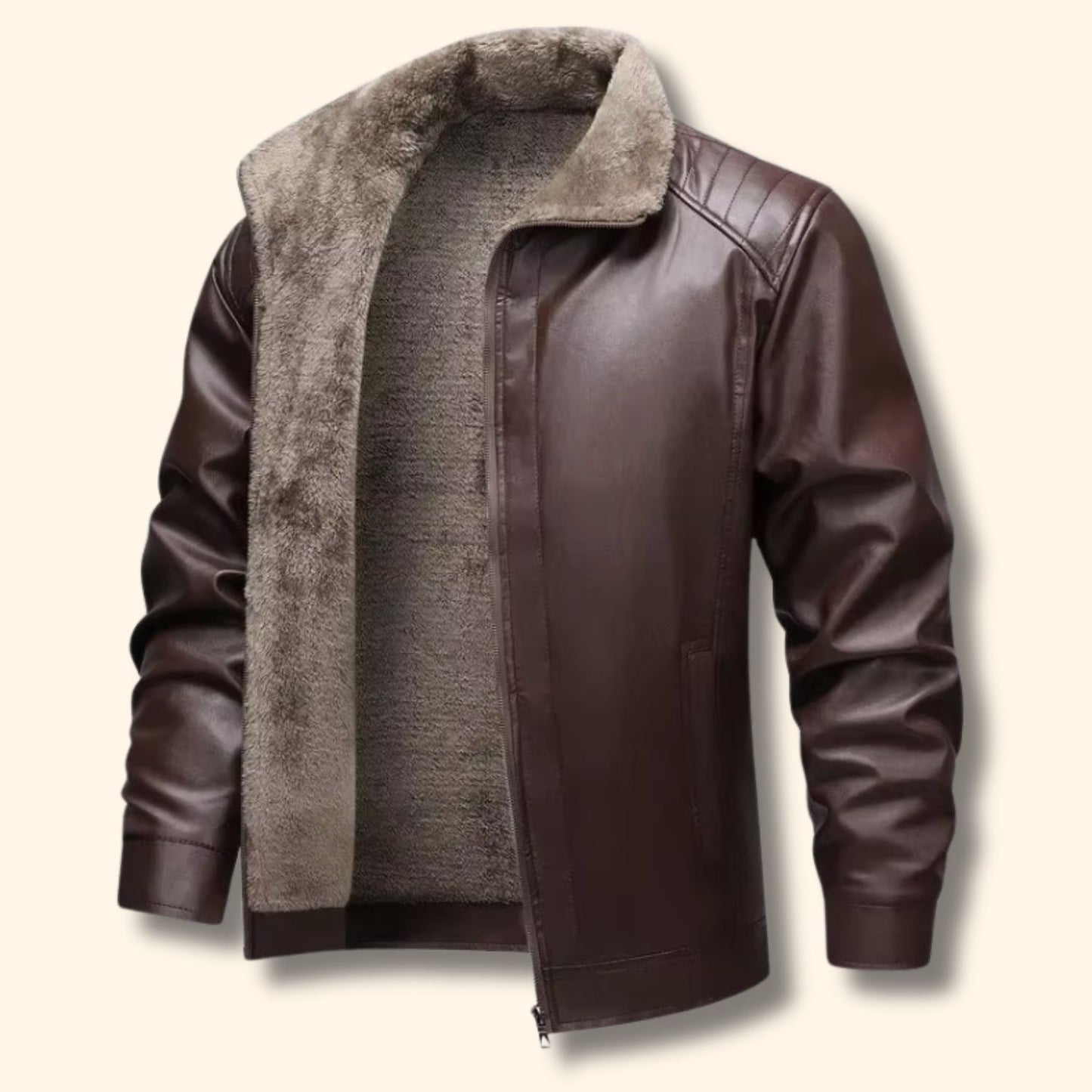 Fleece Lined Leather Jacket | Revangiol