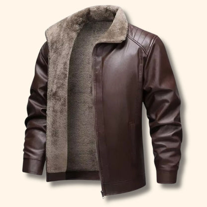 Fleece Lined Leather Jacket | Revangiol