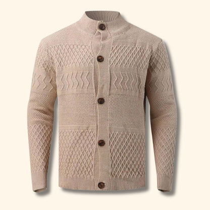 Textured Mock Neck Cardigan | Revangiol