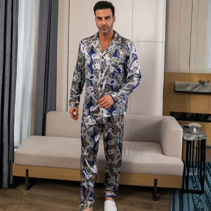 Dragon Print Lapel Pajama Set | Revangiol