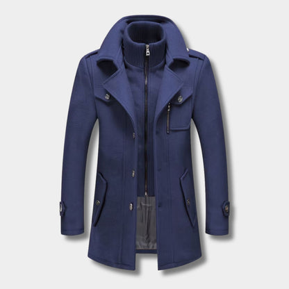 High Neck Fleece Pea Coat | Revangiol