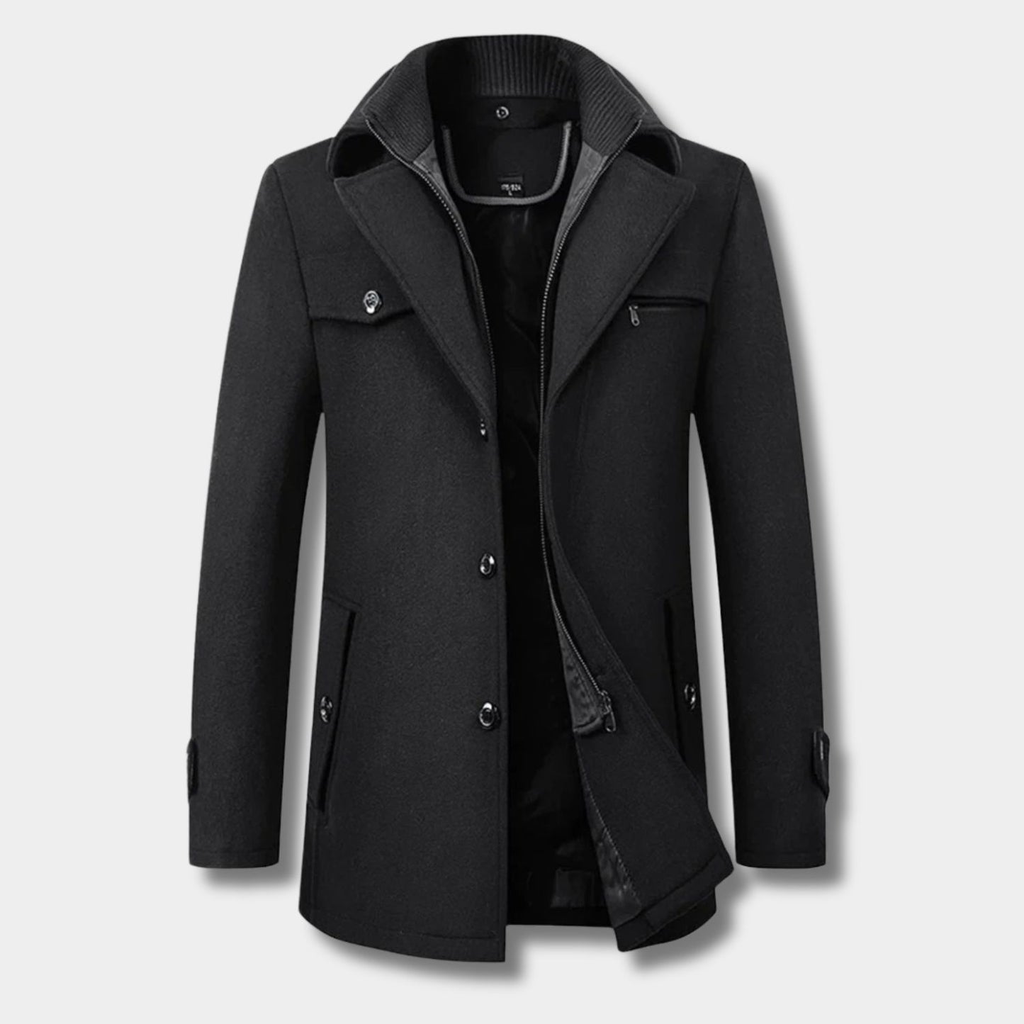 Ribbed Collar Padded Over Coat | Revangiol