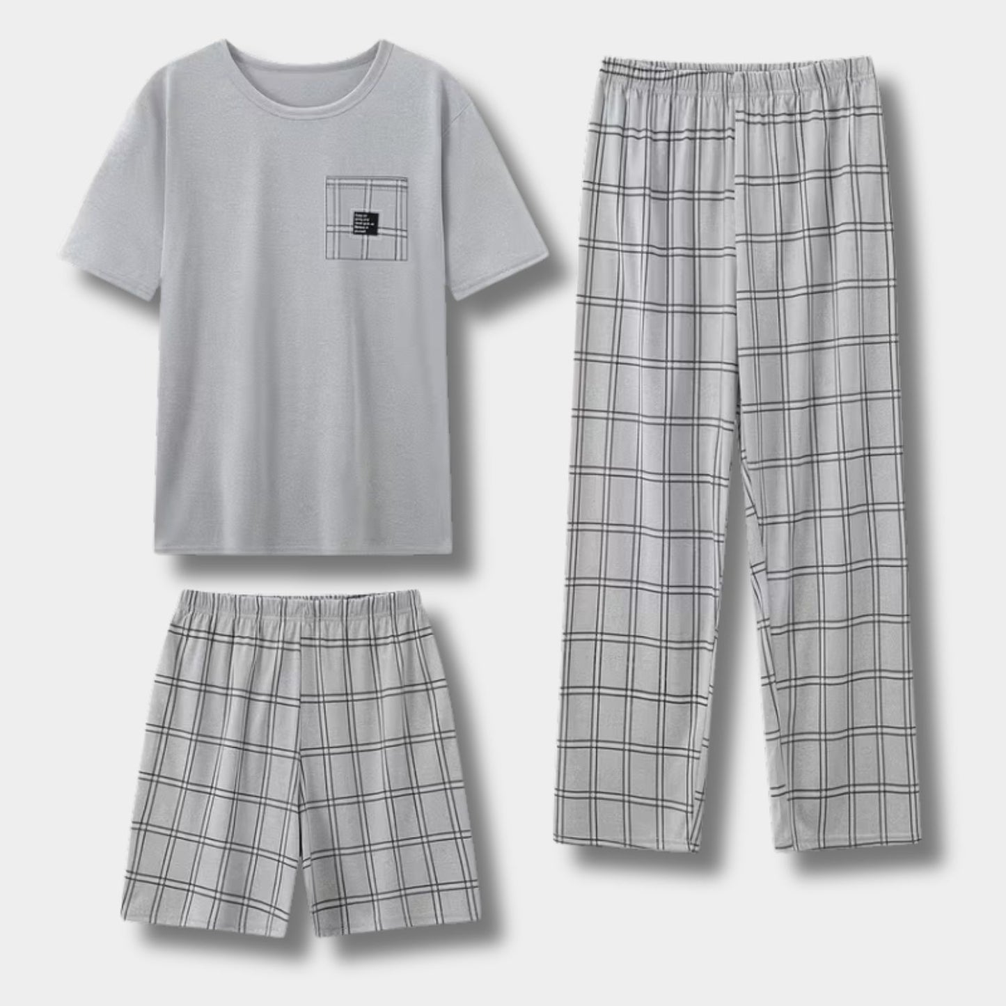 3-Piece Plaid Summer Pajama Set | Revangiol
