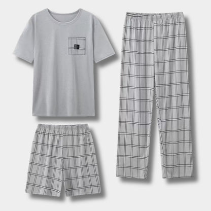 3-Piece Plaid Summer Pajama Set | Revangiol