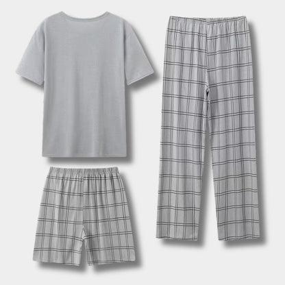 3-Piece Plaid Summer Pajama Set | Revangiol
